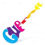 Colorful Guitar Made with Guitar Text